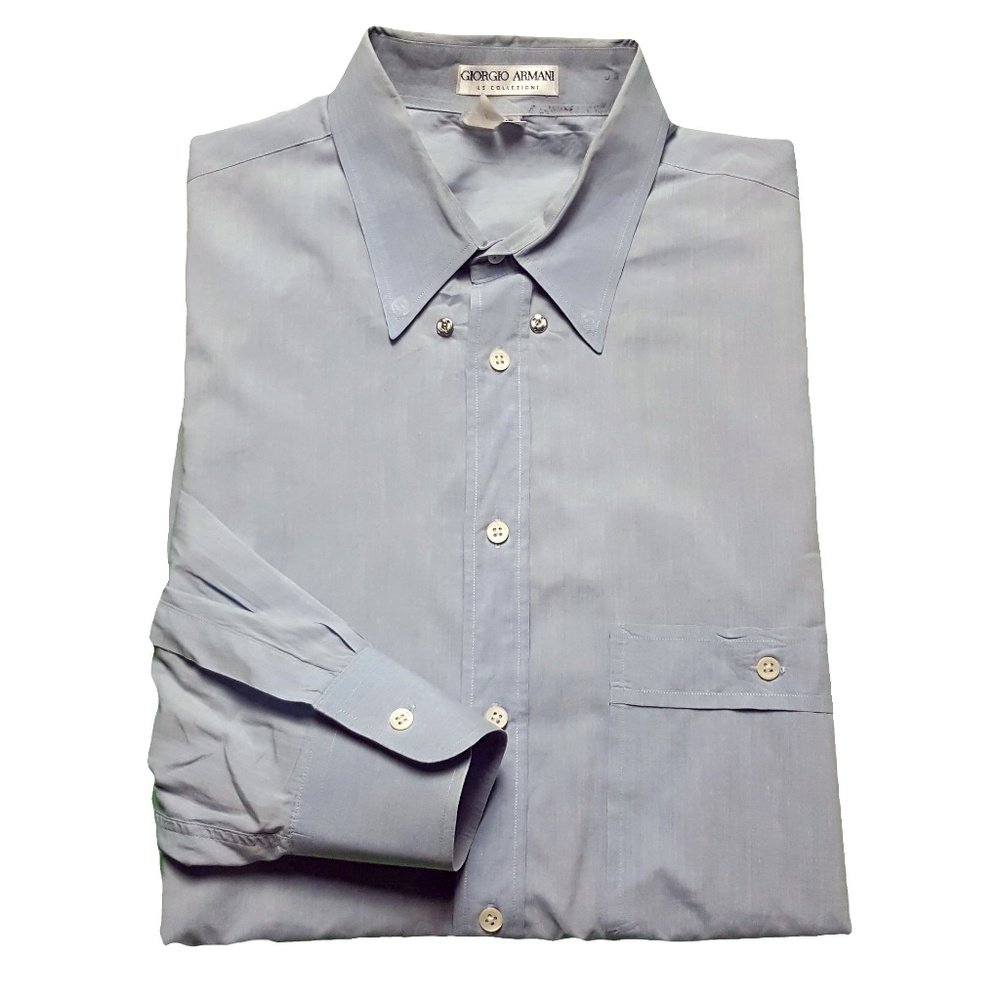 Giorgio Armani Mens Dress Shirt Neck Size 16 Blue